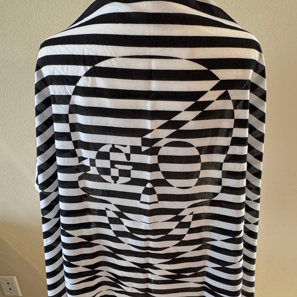 Jean Paul Gaultier Parfums Skull Stripe Square Scarf 40x40 Nautical Black White